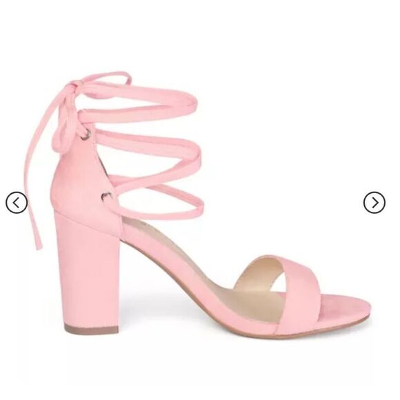 Allegra K Pink Suede Open Toe Block Style Strappy Heels Women's Size 9 - Picture 10 of 11